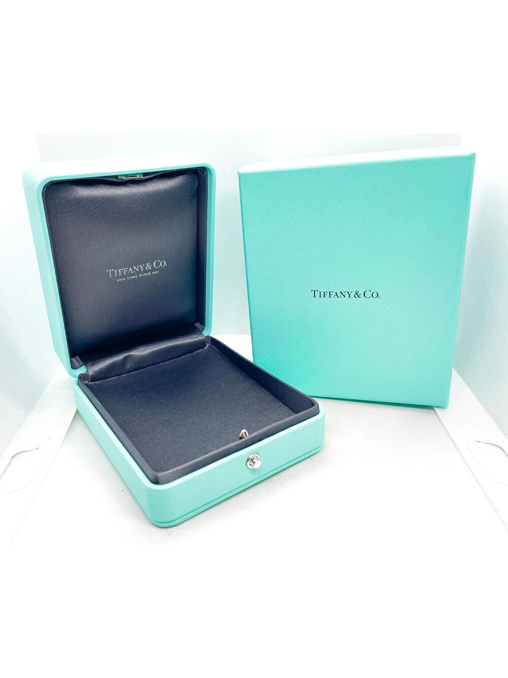 Tiffany & Co. Blue Leather Jewelry Holder Box Case (MISSING INSERT)